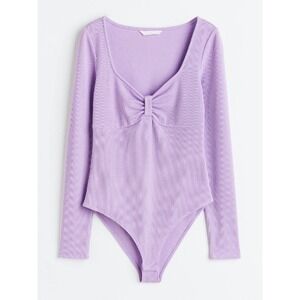 H&M Lilac‎ ribbed bodysuit | Fitted Feminine Coquette | Small